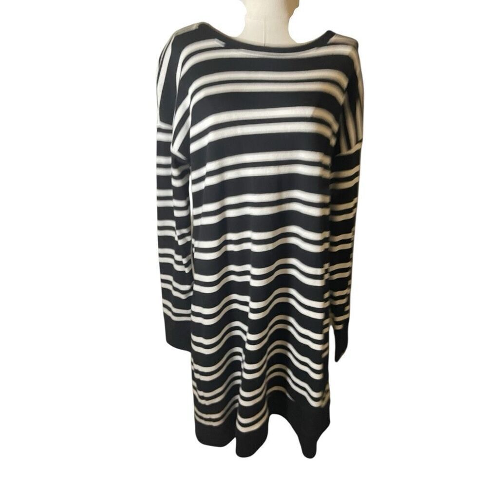 Talbots Black & White Stripe Pullover Dress Size XL - Picture 2 of 6